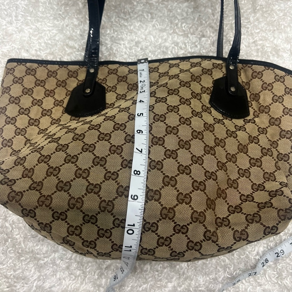 Gucci Beige GG Canvas and Patent Leather Medium Jolie Tote - Picture 9 of 15